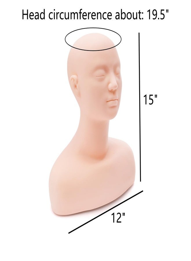 Dicunoy Esthetics Mannequin Head with Shoulder, Soft PVC Human Hair Mannequin Head for Makeup, Facial Techniques, Massage, Lash Extensions Practice, Wig Display, Salons Cosmetology School - Image 5